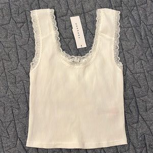 White Topshop Lace Cami Tank Top Square Neck XS 2
